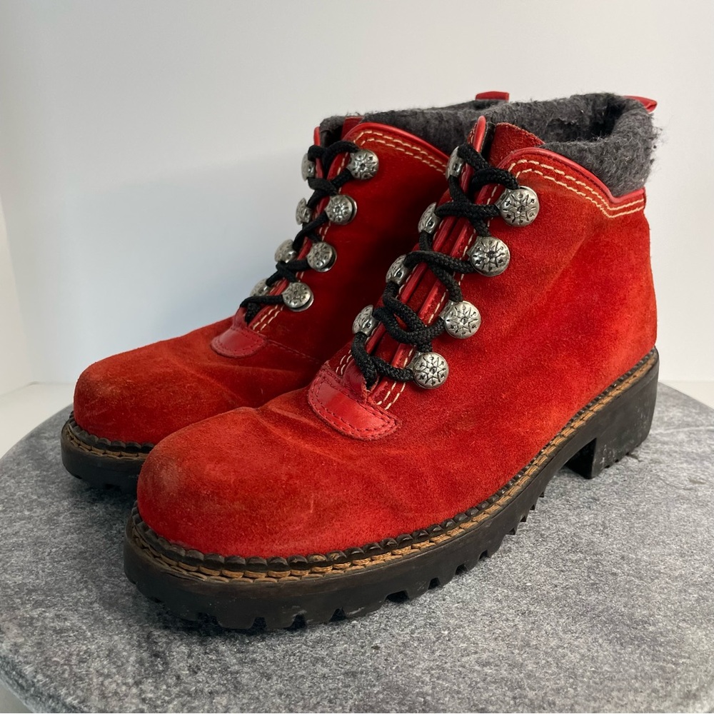 Khombu Red Suede Leather Hiking Boots
